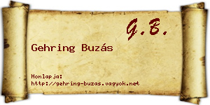 Gehring Buzás névjegykártya